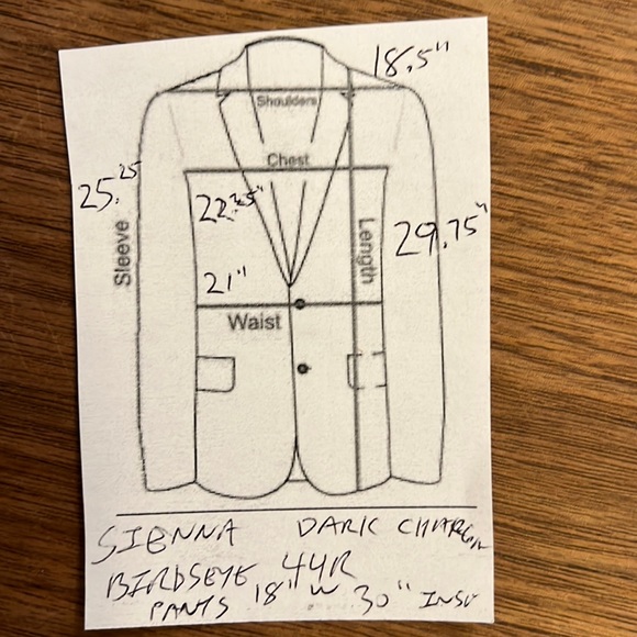 $899 SuitSupply FULL SUIT Sienna dark charcoal birds-eye Super 130s VBC wool 44R - Picture 2 of 16
